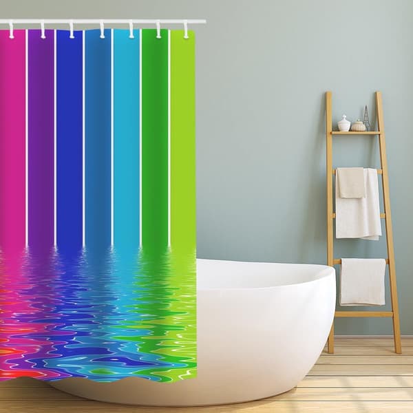 Gradient duschdraperi för badrum Vattentät polyester regnbågsbadskydd
