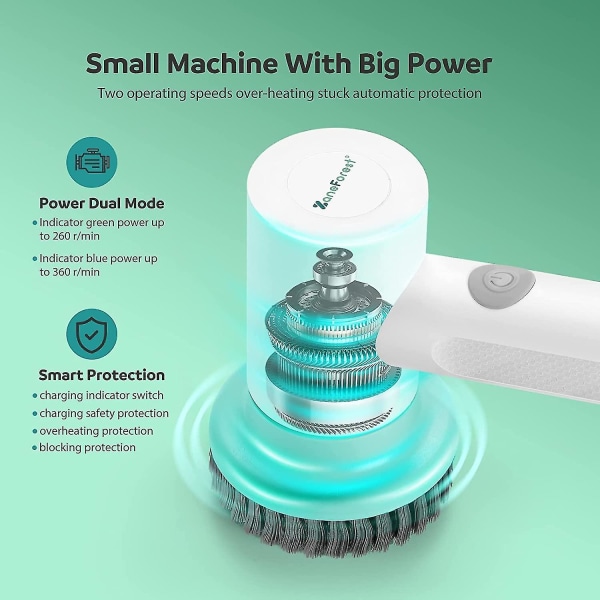 Electric Spin Scrubber S1, sähköinen puhdistusharja 3 harjaspäällä, ladattavat kylpyhuoneen kuurausharjat, suihkupesuri pesualtaaseen/