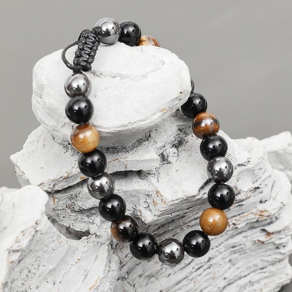 [ Luonnolliset Tiger Eye Beads Rannekorut Käsintehdyt Tiibetin buddhalainen säädettävä jousto Style 1