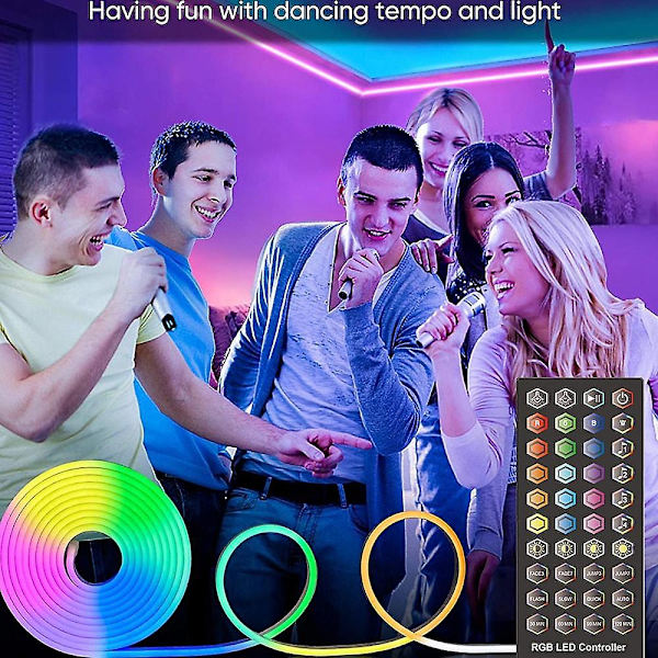 3~10m DC12V RGB Vattentät LED Neon Rep-Ljusremsa App Synkronisering