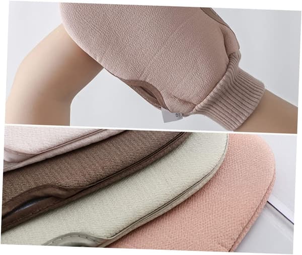 Eksfolierende brusehandsker 2 stk. sæt beige rygmassagehandske kropsskrubbehandsker
