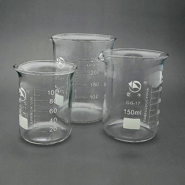 4 st Lab 25-500ml Hög Borosilikatglasbägare Kemi