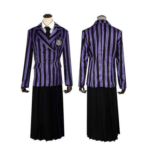 Onsdag Addams The Addams Nevermore Costume Uniform Suit Set Kvinneklær L Style 6