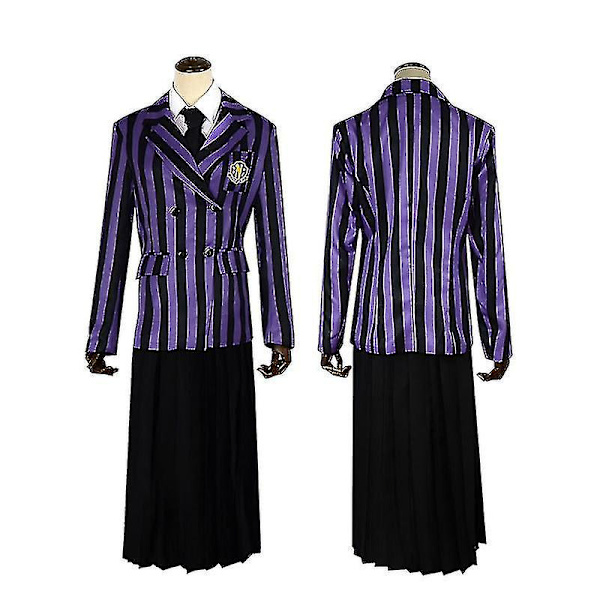 Wednesday Addams The Addams Family Nevermore Kostyme Uniform Dresssett Kvinneklær L Style 3