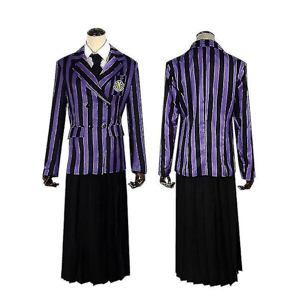 Wednesday Addams The Addams Family Nevermore Kostyme Uniform Dresssett Kvinneklær L Style 8