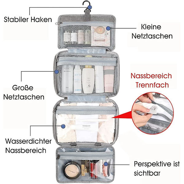 Toiletaske Kosmetikpose Rejsemakeuppose Til Ophængning, Foldsammenlig Organizer
