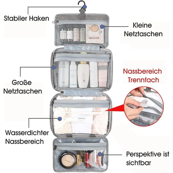 Toilettaske Kosmetisk taske Rejse makeup taske til ophængning, foldbar organisering