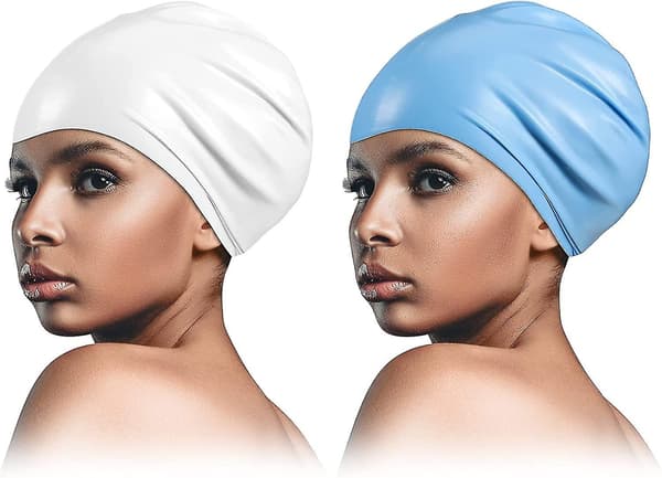 2-pack Långt Hår Simmössa för Män och Kvinnor Hållbar Silikon Simmössa Vattentät för Dreadlocks