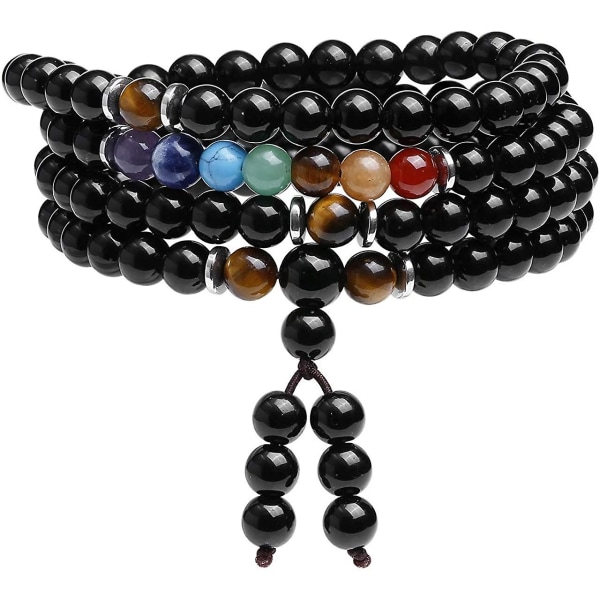 108 Mala Prayer Beads Wrap Armbånd Halskjede Naturlig Matt Agate Stone Armbånd