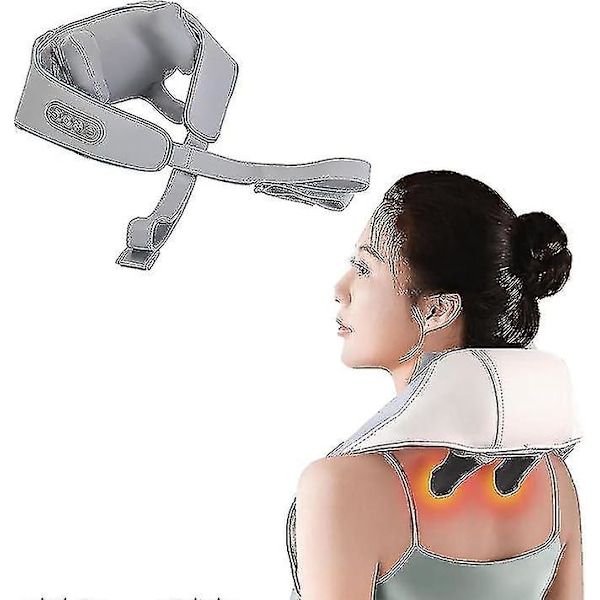 Kaula- ja olkamassageri, Shiatsu-taka-, kaula- ja olkamassageri, 2 hierontamuotoa, syväkudos 3D-vaivaava kaulamassageri gray