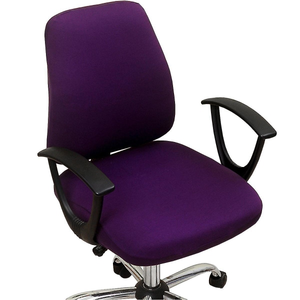 Cover, delat Skyddande töjbart tyg Polyester Skrivbordsuppdrag Stolsöverdrag Stretch Roterande stol Överdrag, avtagbar Purple