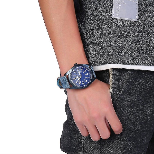 Trendikäs 1609 vedenpitävä watch, kaksoiskalenteri nylon rannekello