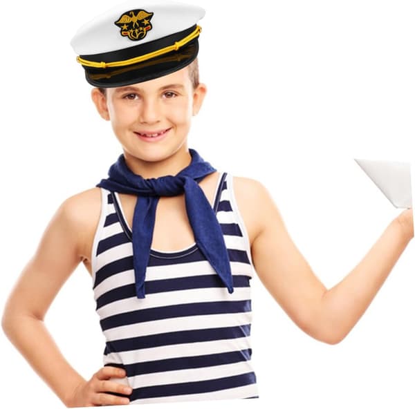 Gutter og jenter Marinehatt Kaptein Cosplay Hatt til fest Brodert design Hodeomkrets