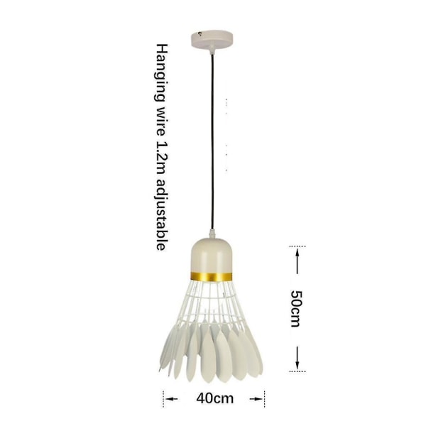 40cm Fjer Lysekrone Led Hvid Badminton Lys