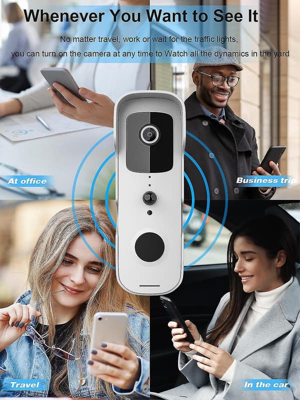 Smart Video Dørklokke HD 1080p Sikkerhetskamera Wifi Intercom
