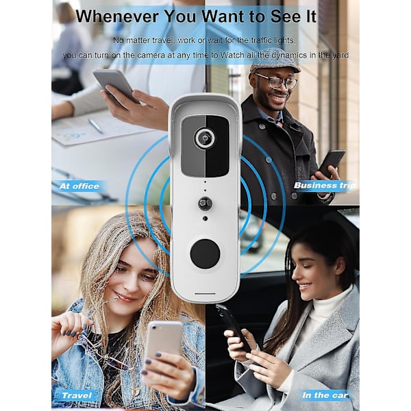 Smart videodørklokke HD 1080p Sikkerhedskamera Wifi Intercom