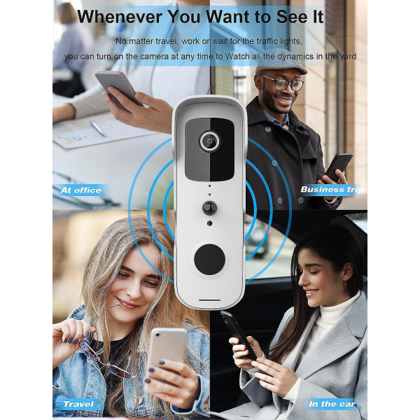 Smart videodørklokke HD 1080p sikkerhetskamera Wifi intercom
