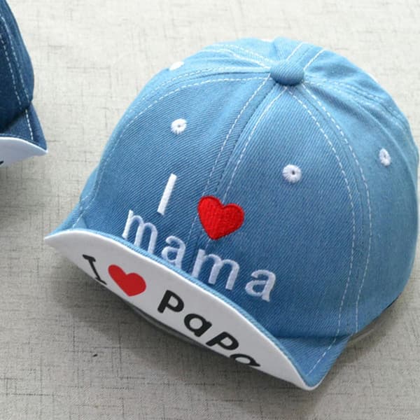 Brodert baseballcaps lyseblå myk brem sommer solhatt for gutter utendørs solbeskyttelse