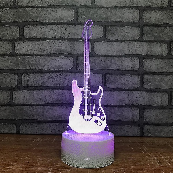 3d Illusion Lampe Elektrisk Gitar Dekor Nattlys 7 farger