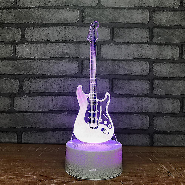 3D Illusionslampe Elektrisk Gitar Dekor Nattlys 7 Farger