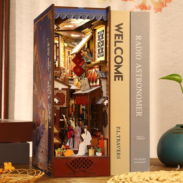DIY Book Nook Kit Dollhouse Bokhylla Insert Alley Model