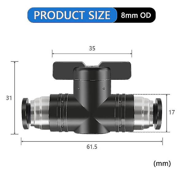 Kompatibel med Pneumatisk Stikforbindelse Luftledning Hurtig Buc8 Rør Slangeventil (8mm)