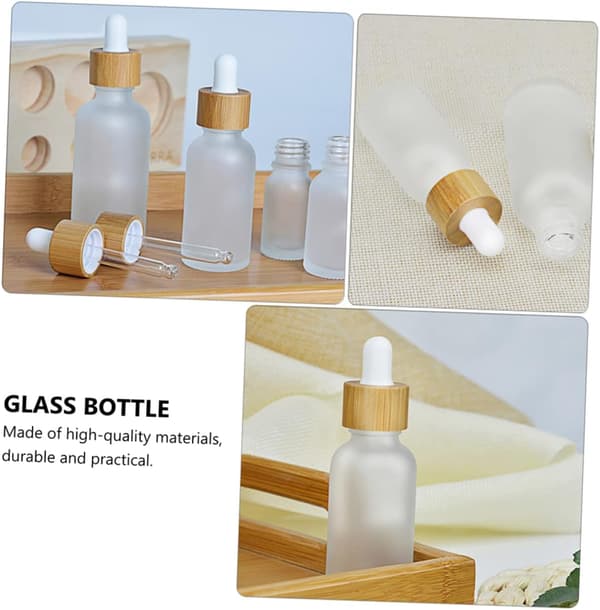 Eterisk olja droppflaskor med enkel press flytande syntetiskt material glas påfyllningsbara 8st