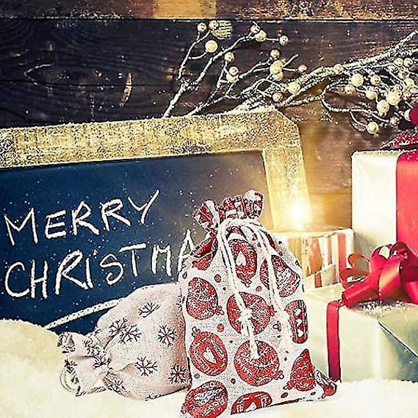 Presentpåsar 16-pack Julklappsaskar Jutesäckar med dragsko
