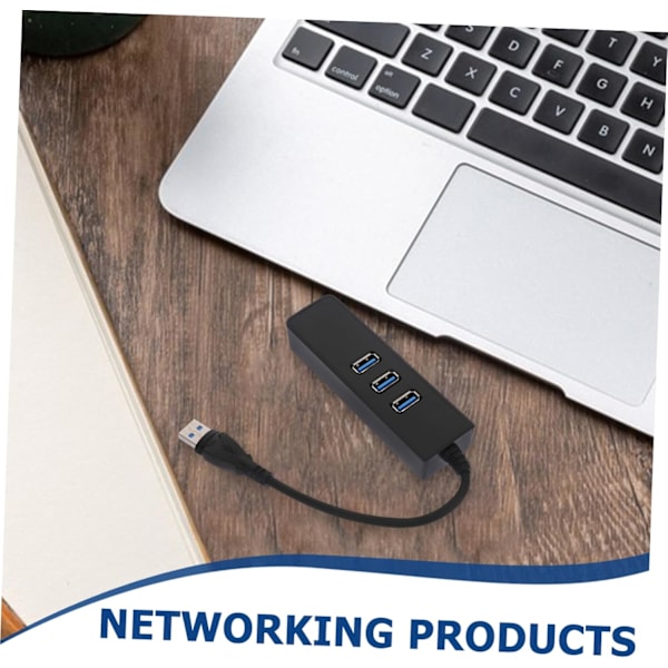 C Ethernet -sovitin Hubi 3-porttinen 3.0 Hubi 1000mbps Ethernetillä, helppokäyttöinen, musta