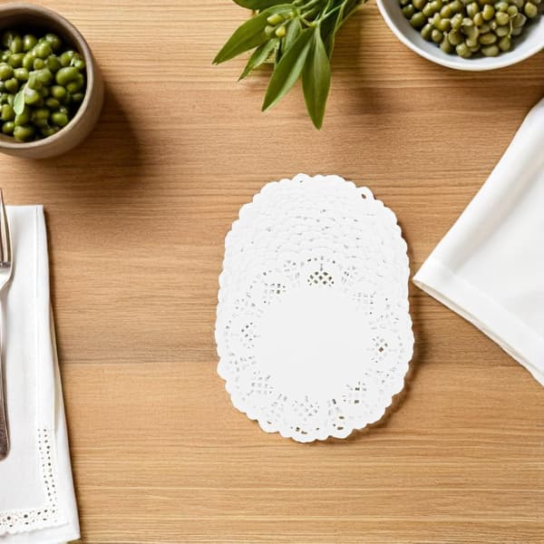 700 stk. runde papirduker for mat med elegant blondedesign, engangs non-stick papirunderlag