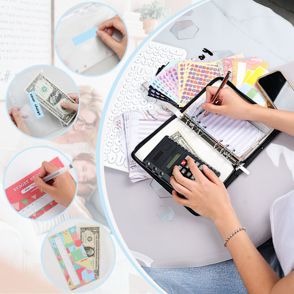 Kontantbogbinder Budgetplanlægger Notesbog Cover Mappe A6 Størrelse 8 Hulls Binder Pink