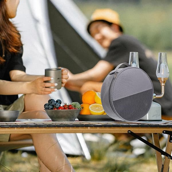 Camping Servis Förvaringsväska med Nätficka, Utomhus Diskorganisatör i Canvas