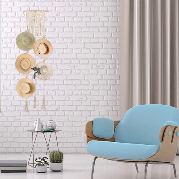 Makramé Hatt Hängare Väggdisplay Bohemian Stil Bomull Organizer