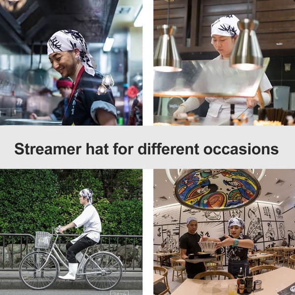 Kockmössa Arbetsmössa med Band Vit Bambu Cateringmössa Unisex Restaurang Matlagningsuniformsmössa