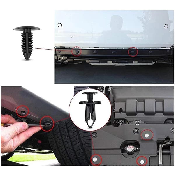 Bil Push-nitter Bumper Fastgøringsklips 6 Populære Størrelser Dør Trim Panel (1 sæt, Sort)