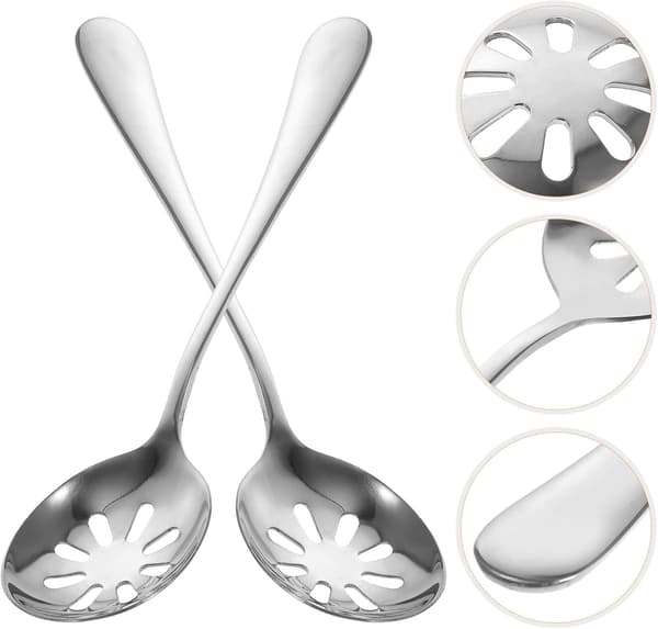 2 st. hålslevar i rostfritt stål, återanvändbara serveringsredskap, lättviktig praktisk design, silver