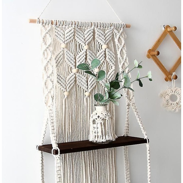 Bohemian Macrame-seinävaatehylly, käsin kudottu seinävaate säilytyshylly