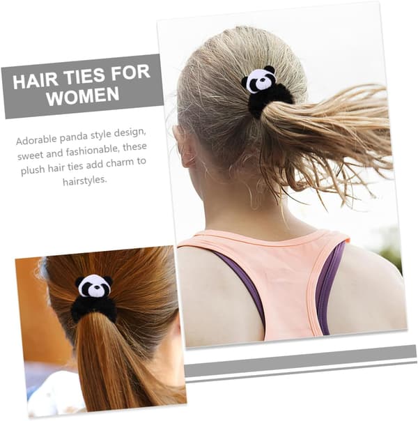 4 stk. søde plys-panda-hårscrunchies elastiske hestehaleholdere bløde hårbånd til kvinder piger drenge og piger tilbehør