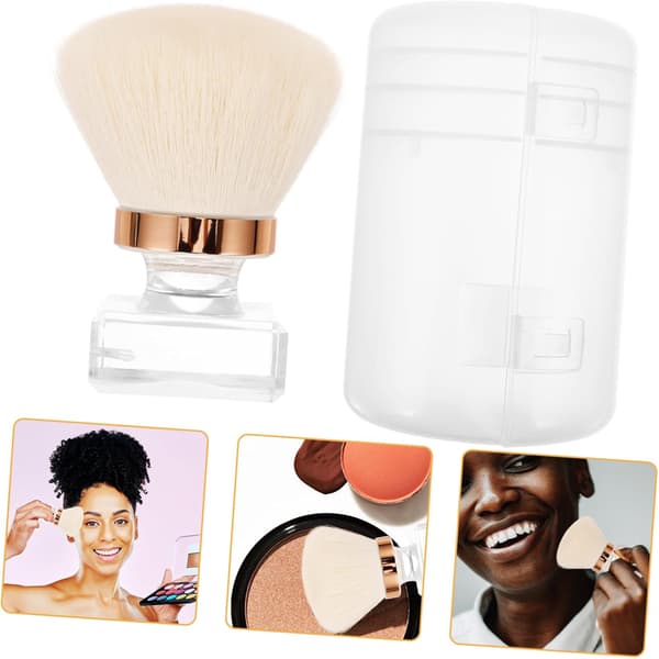 2 sæt makeupbørster til ansigtspudderfoundation, bløde syntetiske børster, bærbart etui, multifunktionelle makeupbørster