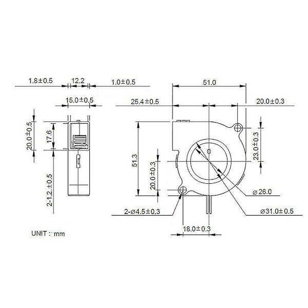 2 stk Mini Køleblæser 5015 DC 12V til 3D-printer