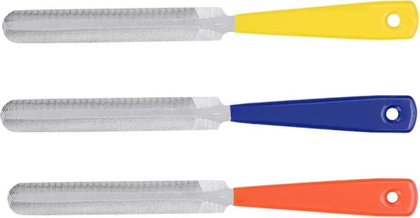 Gitarr Mutterfil, Rostfritt Stål, Dubbelsidig Spårfil Med Gummigrepp (Gul Orange Blå) (3 st)