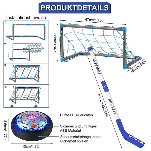 Laderbar Ishockeysett Mini Suspensjonskule 2 Mål For Barn Innendørs Spill Sports Trening Leke