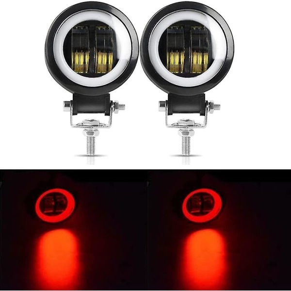 Off-road LED-lys Universal Motorcykel Spotlight Angel Eye Light (sort hvid) (2 stk)