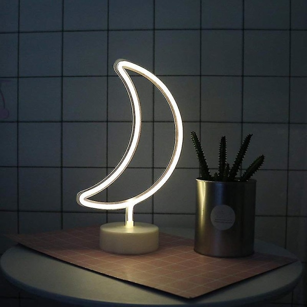 Moon Shape Led Neon Nattlys Med Base Marquee Sign Lamp Dekorativ Neon Light For Home Decorati