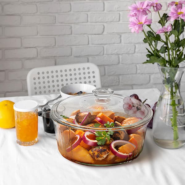 4l Glass Cookware Set Gryta Rund Hög Borosilikatglas Säker Matlagning