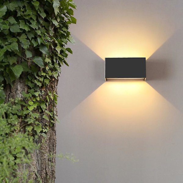24W Varmt Hvit LED Vegglampe Utendørs Vegglampe Justerbar Strålevinkel Innendørs/utendørs Vanntett Vegglampe (svart)