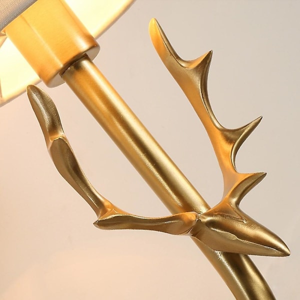 Vägglampa Antik Sconce Nordisk Tyg Hjorthorn Ljus
