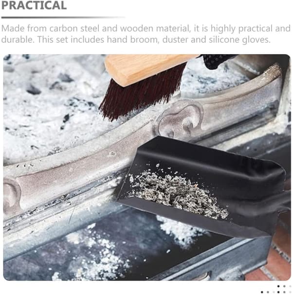 Kaminstädsats Askspade Kit Kaminstädutrustning Rundade Hörn Träkol