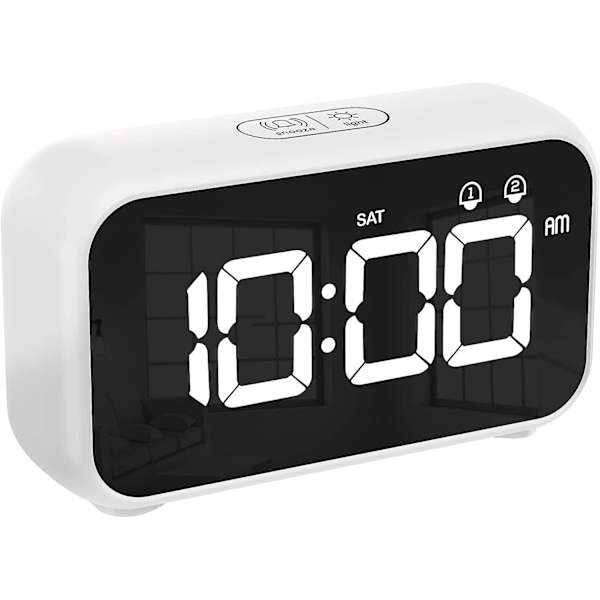 Digital Klocka med Sovtimer, Snooze, Batteridriven och USB-Laddning med Dubbla Alarm