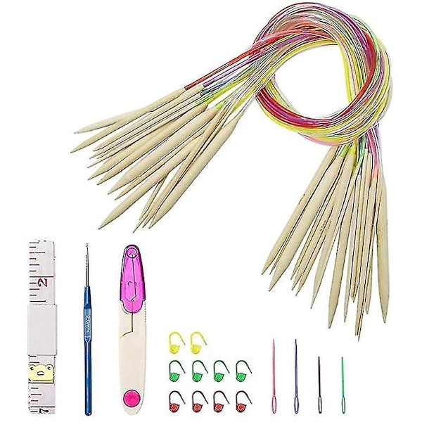 Stickor Set 18 Par Bambu Rund 2mm-10mm